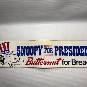 Vintage "Snoopy for President" Promotional Bumper Sticker for Butternut Bread
